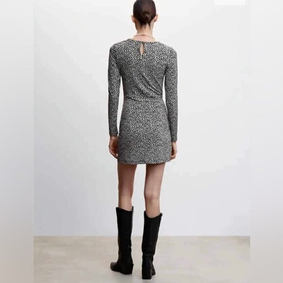 Mango, Flower Print Long Sleeve Dress - Black. Size: XS, 2 US. NIB - Picture 7 of 10